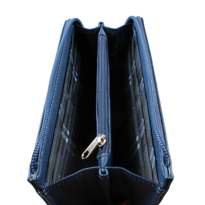 Portefeuille long femme en cuir PU avec zip, pompon et grande capacité élégante — photo 3