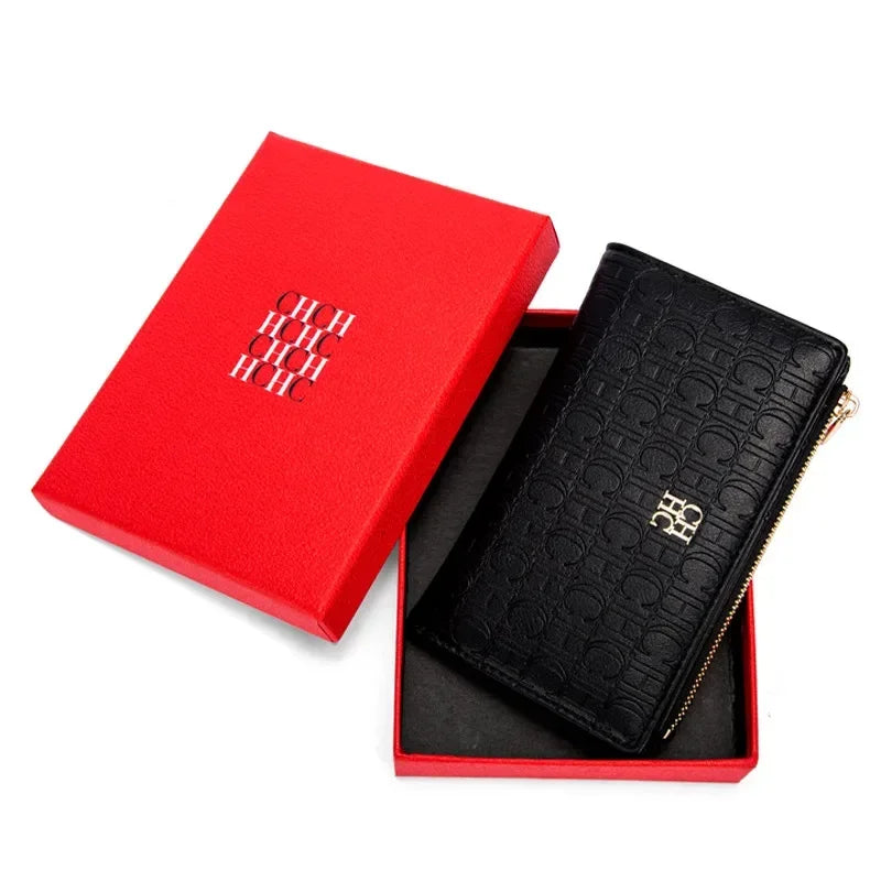 Portefeuille long femme en cuir PVC texturé avec fermeture zippée et design élégant — photo 3