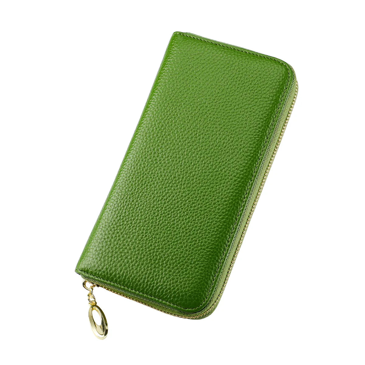 Portefeuille long femme en cuir véritable avec zip grande capacité porte-cartes et téléphone — photo 12