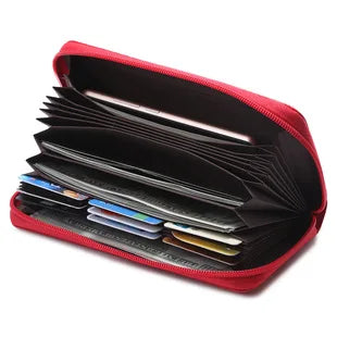 Portefeuille long femme en cuir véritable avec zip grande capacité porte-cartes et téléphone — photo 3