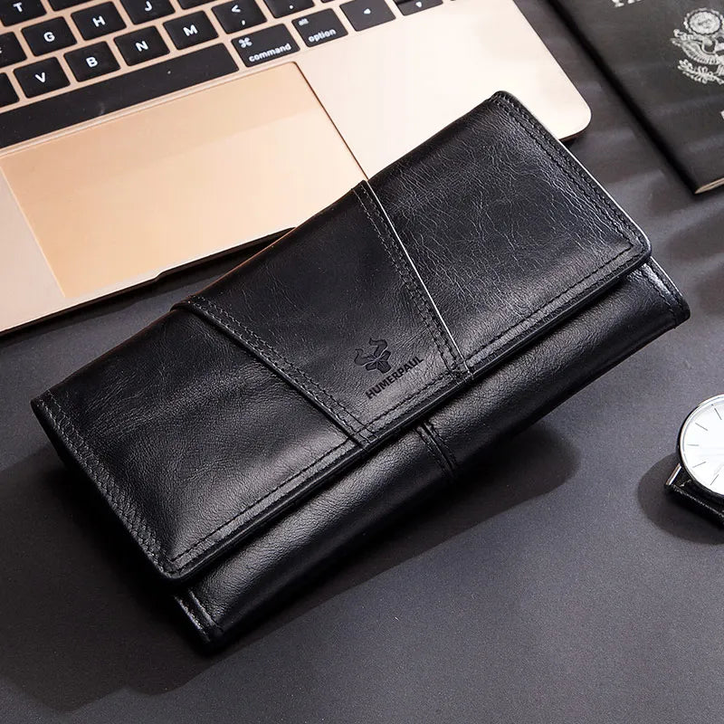 Portefeuille long en cuir véritable pour femme avec porte-téléphone — photo 1