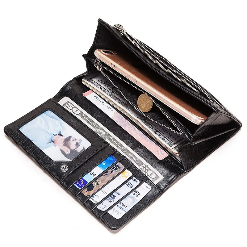 Portefeuille long en cuir véritable pour femme avec porte-téléphone — photo 3