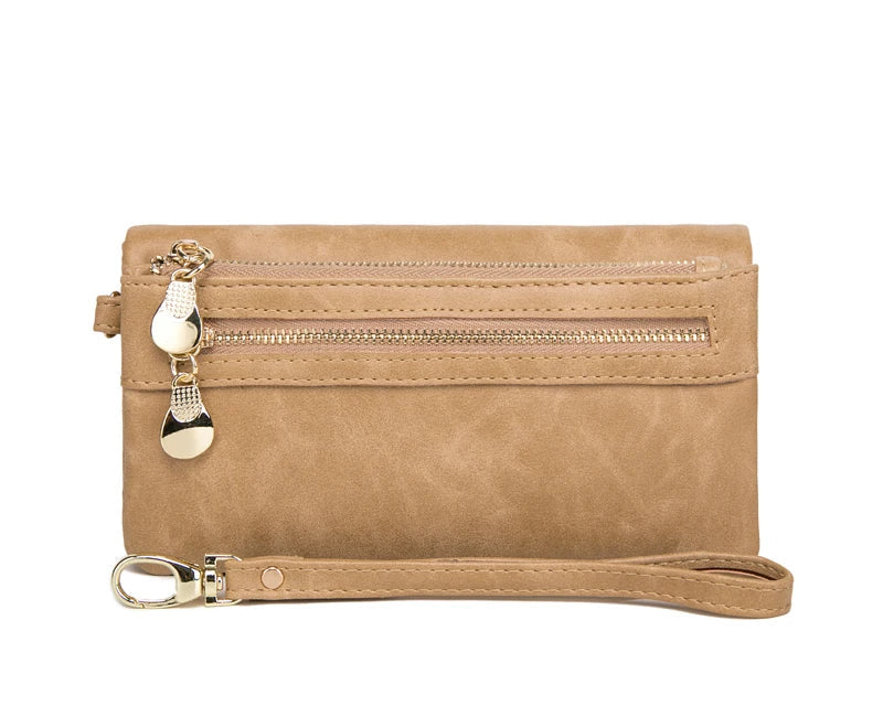 Portefeuille long rétro à double fermeture éclair pour femme en cuir PU — photo 11
