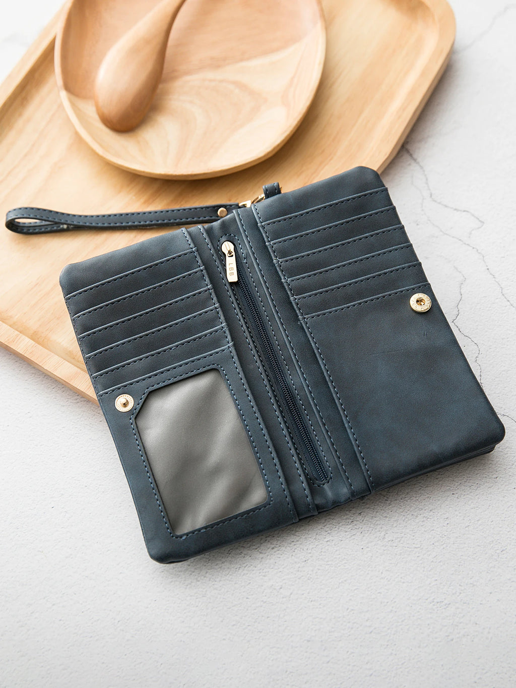 Portefeuille long rétro à double fermeture éclair pour femme en cuir PU — photo 5