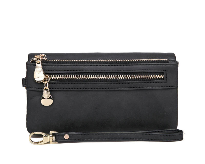 Portefeuille long rétro à double fermeture éclair pour femme en cuir PU — photo 7