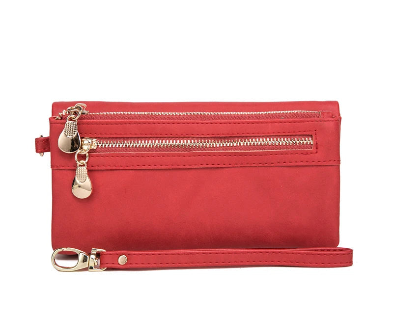 Portefeuille long rétro à double fermeture éclair pour femme en cuir PU — photo 8