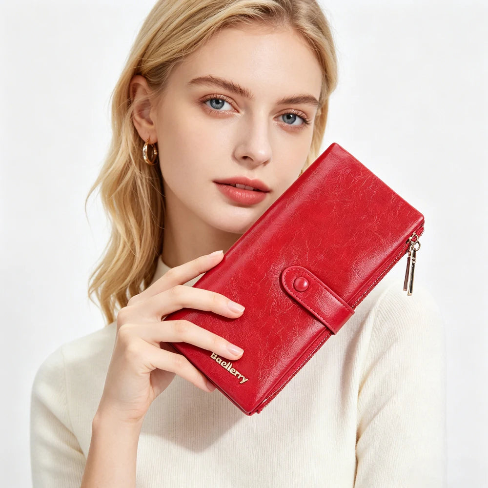 Portefeuille long femme grande capacité en cuir PU avec zip porte-cartes et téléphone — photo 1