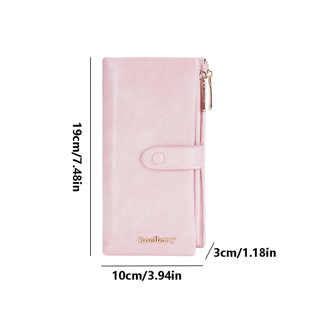 Portefeuille long femme grande capacité en cuir PU avec zip porte-cartes et téléphone — photo 3