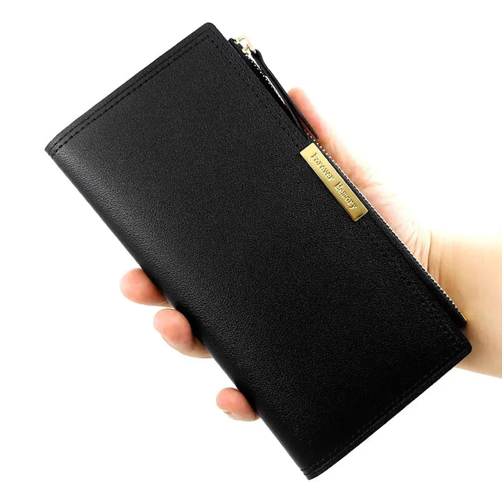 Portefeuille long femme en cuir PU avec multi-emplacements cartes et photo — photo 1