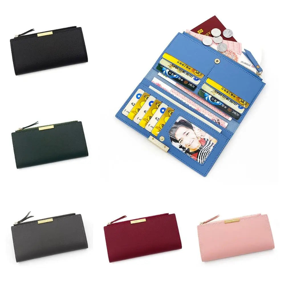 Portefeuille long femme en cuir PU avec multi-emplacements cartes et photo — photo 2
