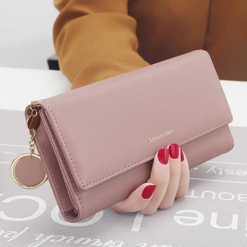 Portefeuille long trifold en cuir PU pour femme avec porte-cartes chic — photo 10