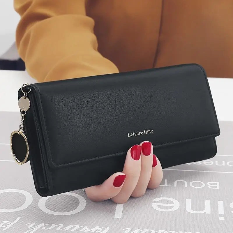 Portefeuille long trifold en cuir PU pour femme avec porte-cartes chic — photo 11
