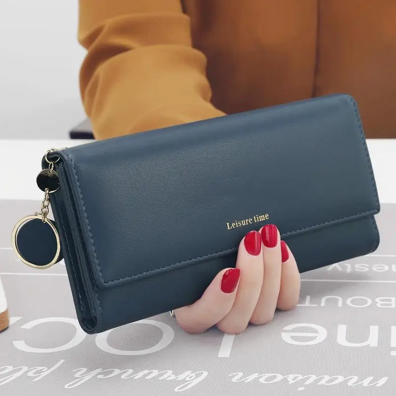 Portefeuille long trifold en cuir PU pour femme avec porte-cartes chic — photo 7