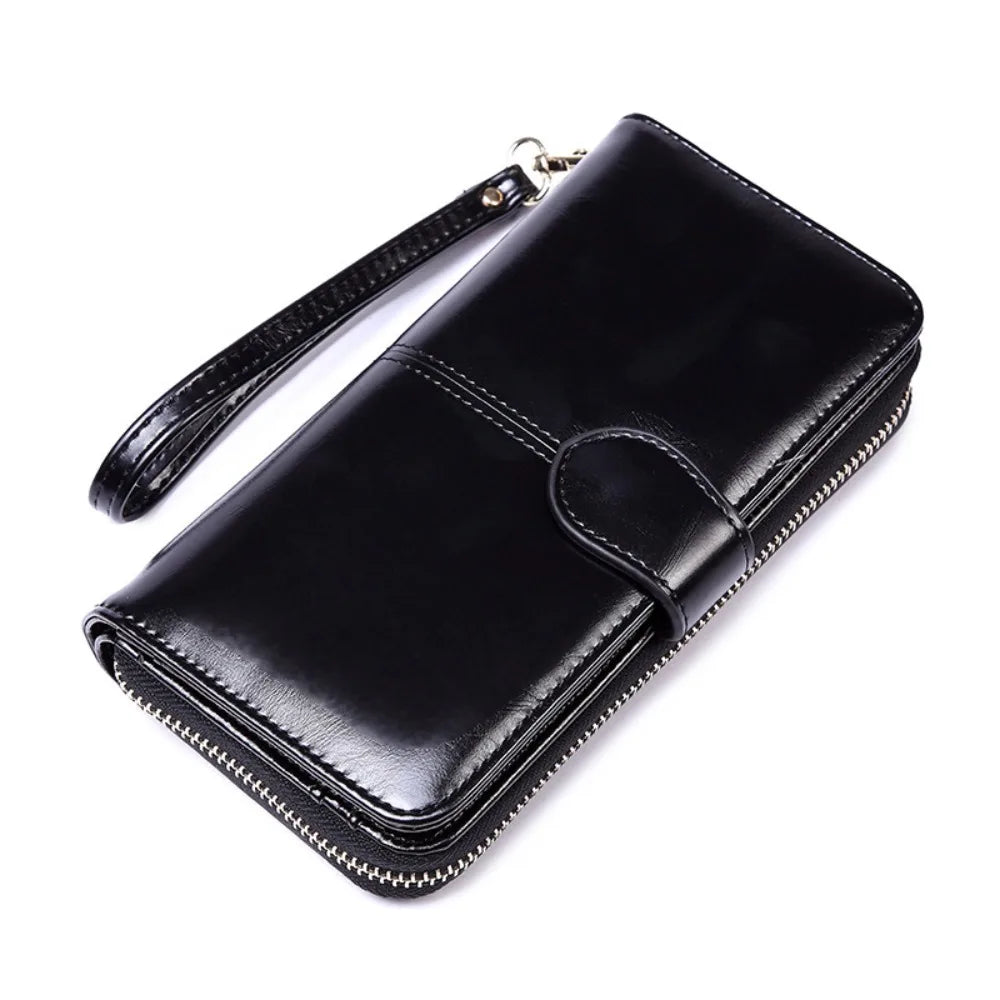 Portefeuille long femme vintage en cuir PU avec zip, rabat et grande capacité multifonction — photo 4