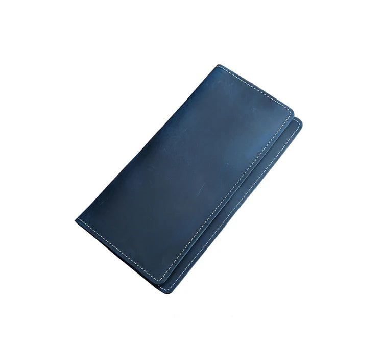 Portefeuille long ultra mince en cuir Crazy Horse avec porte-chéquier — photo 11