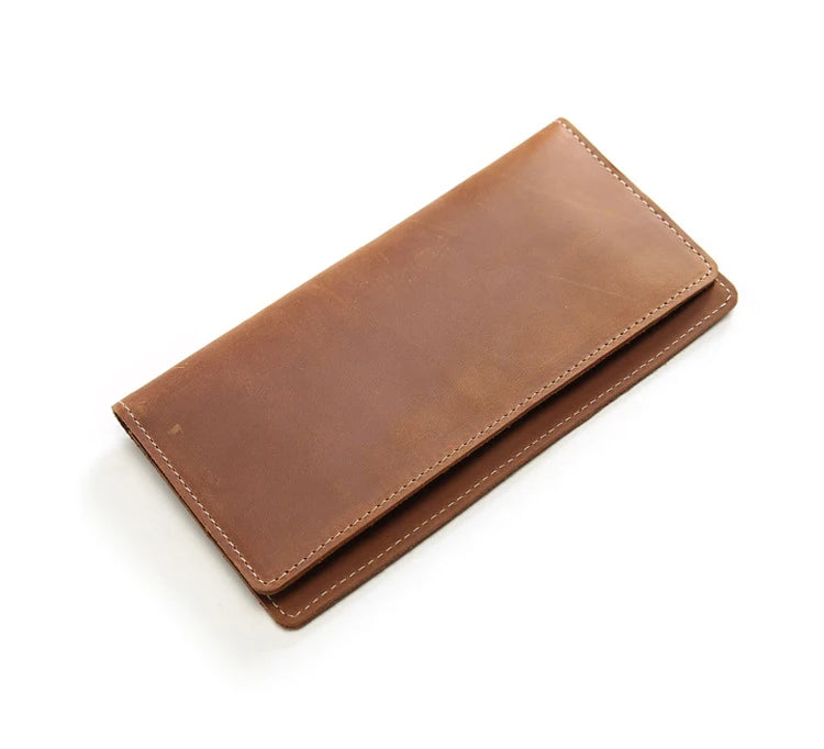 Portefeuille long ultra mince en cuir Crazy Horse avec porte-chéquier — photo 12