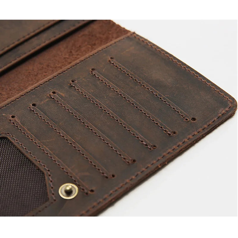 Portefeuille long ultra mince en cuir Crazy Horse avec porte-chéquier — photo 3