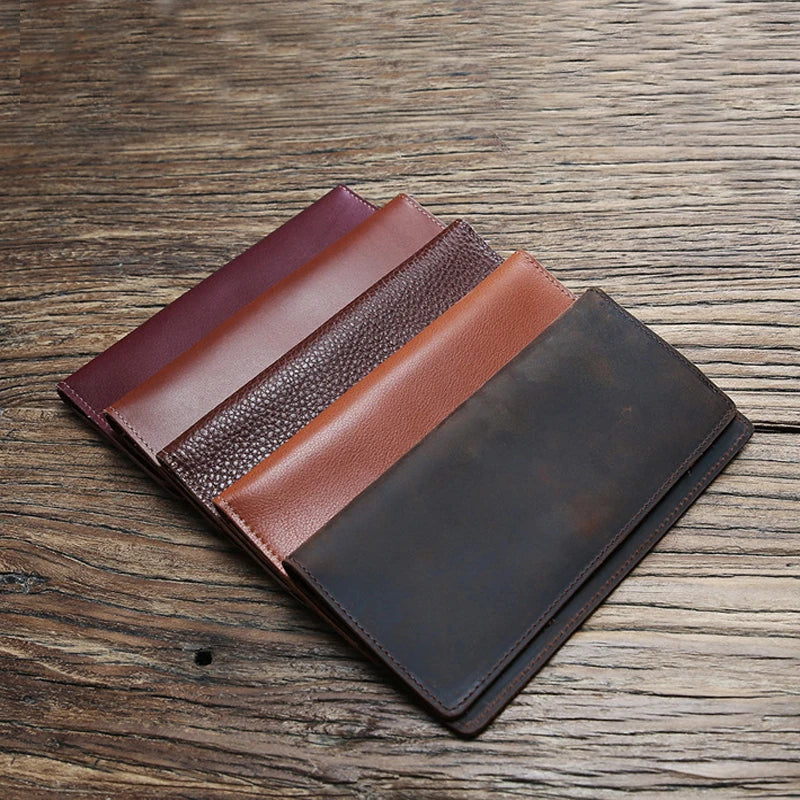 Portefeuille long ultra mince en cuir Crazy Horse avec porte-chéquier — photo 5