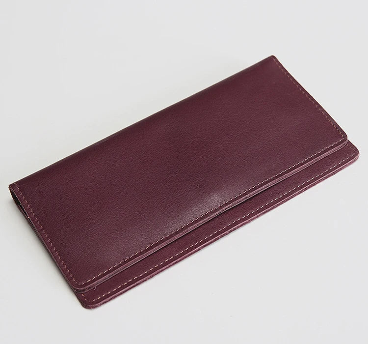 Portefeuille long ultra mince en cuir Crazy Horse avec porte-chéquier — photo 7 Image