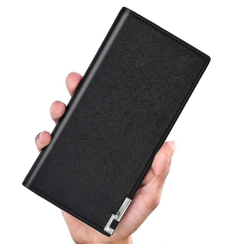 Portefeuille long homme en cuir PU avec porte-cartes et compartiments multifonctions — photo 3