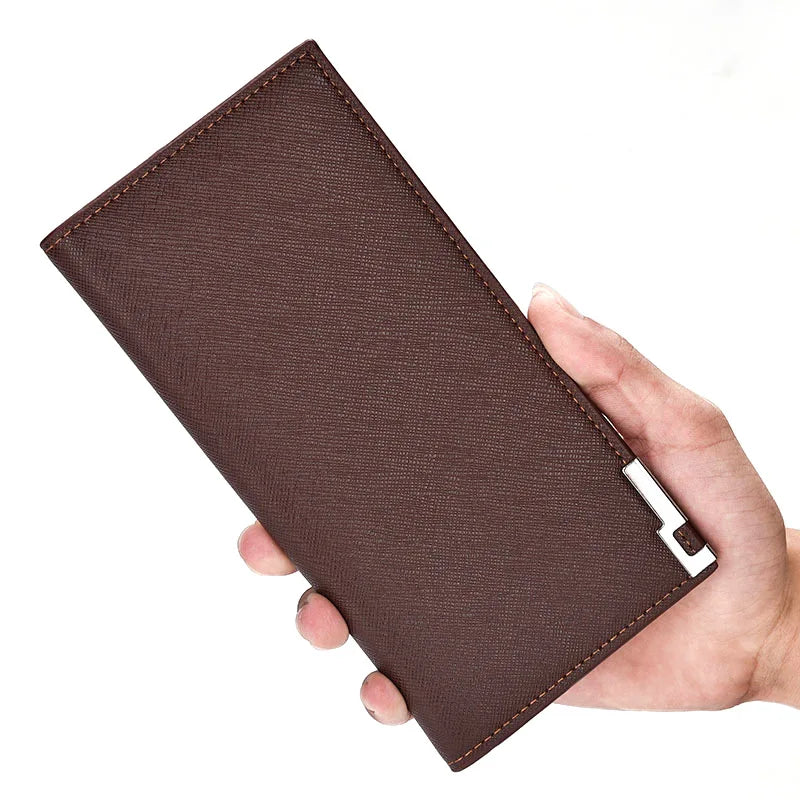 Portefeuille long homme en cuir PU avec porte-cartes et compartiments billets — photo 1