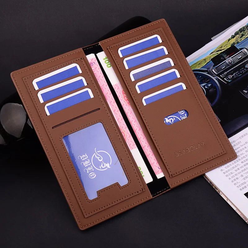 Portefeuille long homme en cuir PU avec porte-cartes et compartiments multifonctions — photo 2