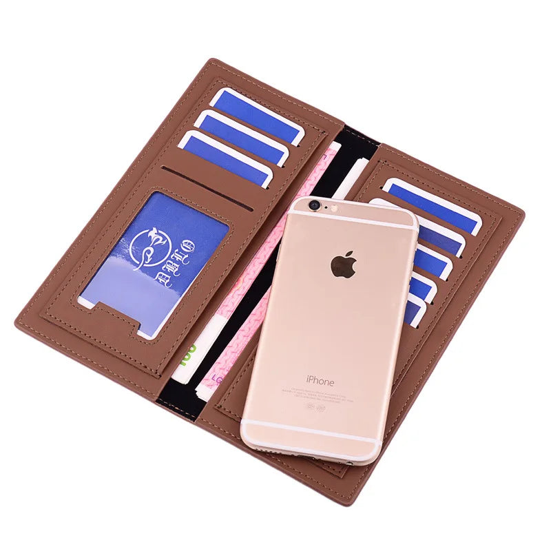 Portefeuille long homme en cuir PU avec porte-cartes et compartiments multifonctions — photo 3