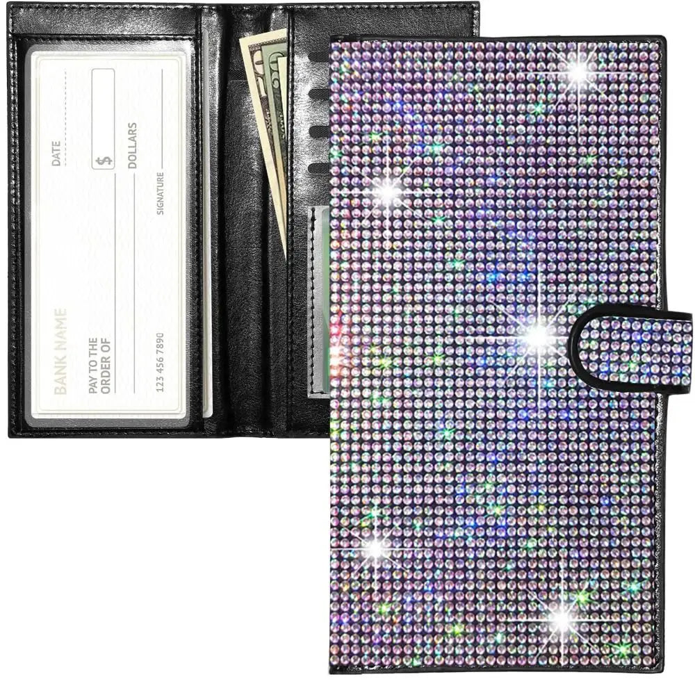 Portefeuille chéquier femme strass en cuir PU avec protection RFID et porte-cartes — photo 1