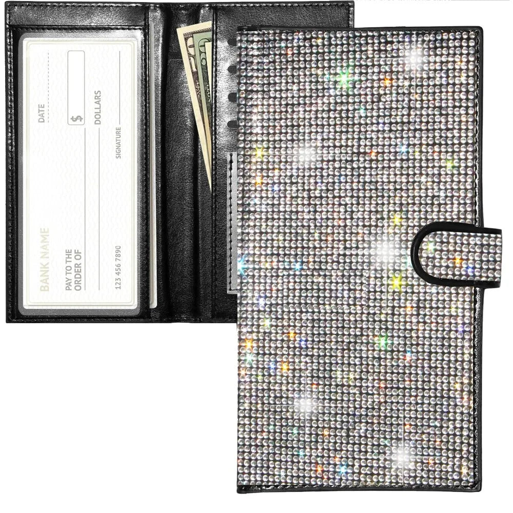 Portefeuille chéquier femme strass en cuir PU avec protection RFID et porte-cartes — photo 6