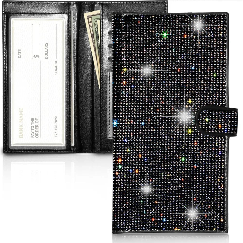 Portefeuille chéquier femme strass en cuir PU avec protection RFID et porte-cartes — photo 7