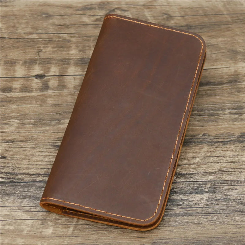 Portefeuille long pour homme en cuir véritable personnalisé avec porte-chéquier — photo 1
