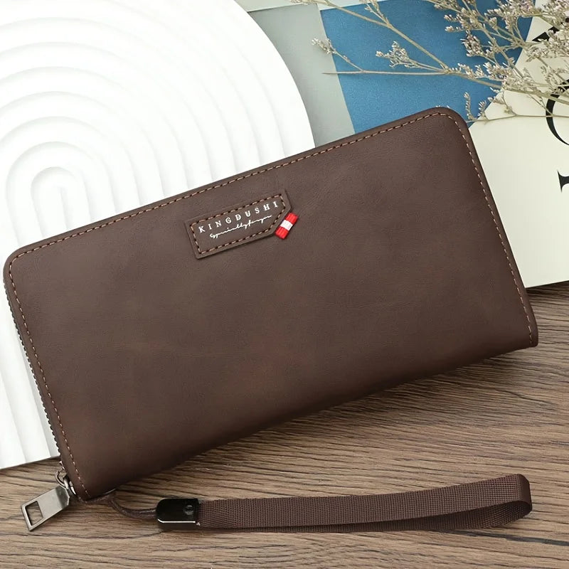 Portefeuille long homme en cuir synthétique avec zip grande capacité et compartiment téléphone — photo 6