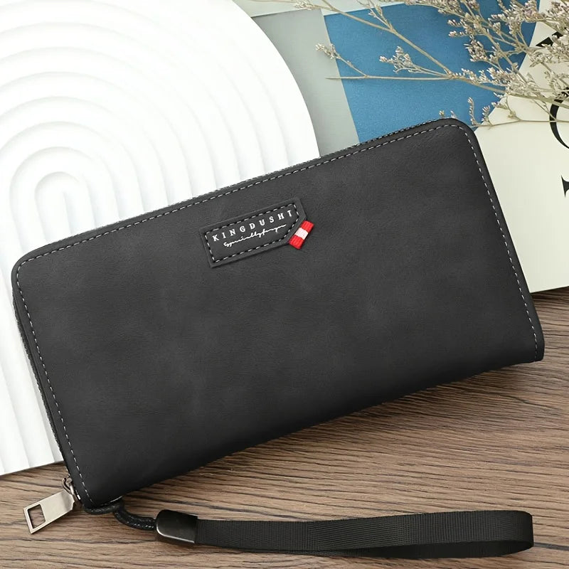 Portefeuille long homme en cuir synthétique avec zip grande capacité et compartiment téléphone — photo 7