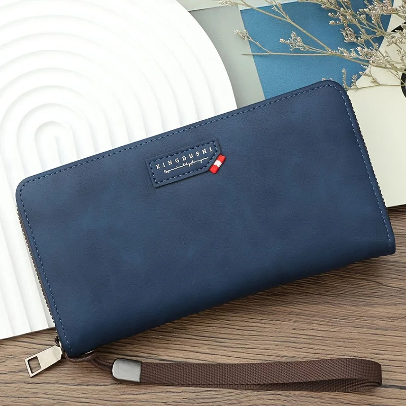 Portefeuille long homme en cuir synthétique avec zip grande capacité et compartiment téléphone — photo 8