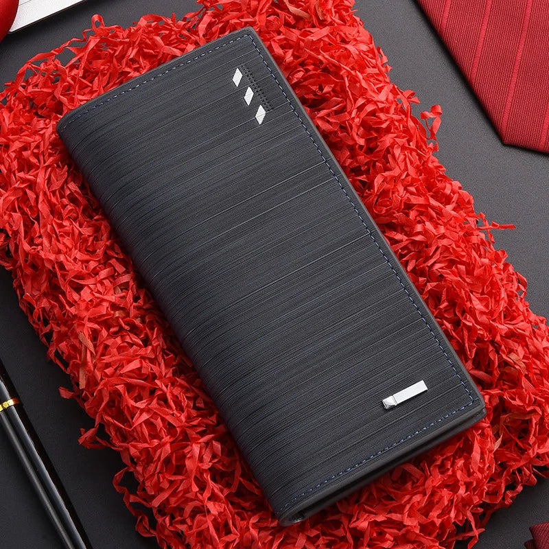 Portefeuille long rétro pour homme en cuir PU grande capacité avec porte-chéquier — photo 1