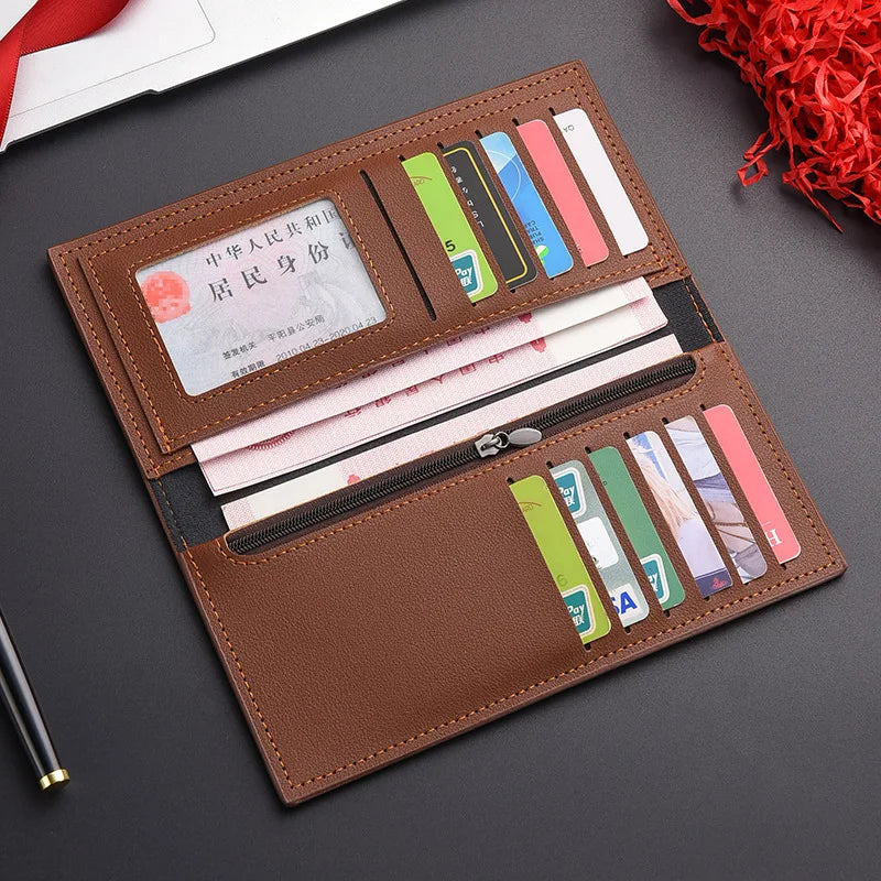 Portefeuille long rétro pour homme en cuir PU grande capacité avec porte-chéquier — photo 2