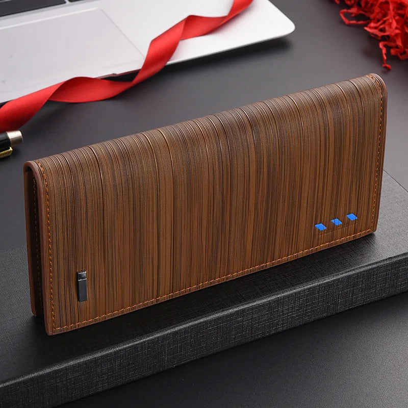 Portefeuille long rétro pour homme en cuir PU grande capacité avec porte-chéquier — photo 5