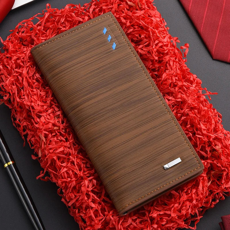 Portefeuille long rétro pour homme en cuir PU grande capacité avec porte-chéquier — photo 6 Image
