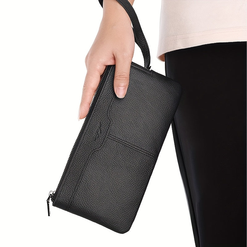 Portefeuille long pour homme à zip intégral, 21 x 11 x 1,5 cm