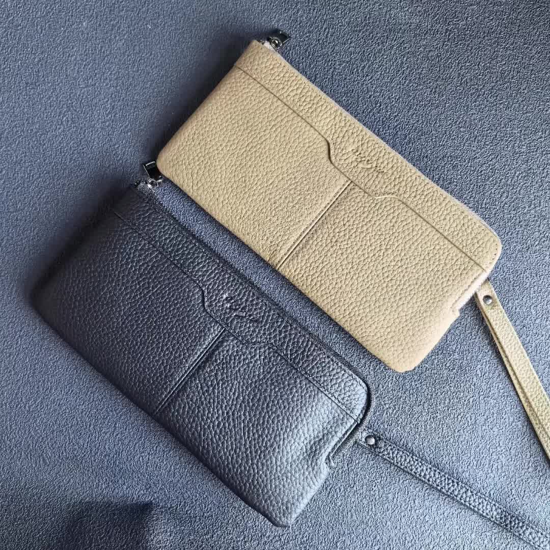 Portefeuille long pour homme à zip intégral, 21 x 11 x 1,5 cm