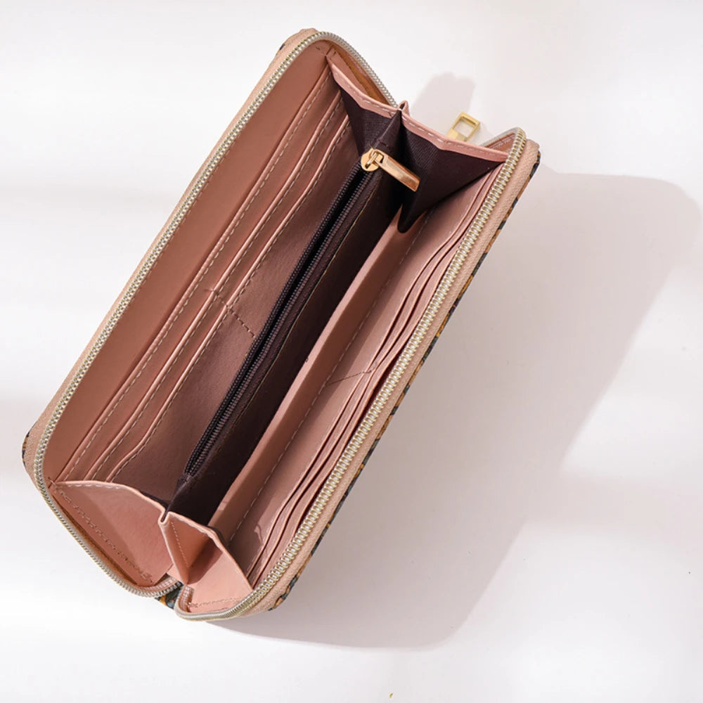 Portefeuille long en liège PU imprimé grande capacité avec fermeture zippée unisexe — photo 5