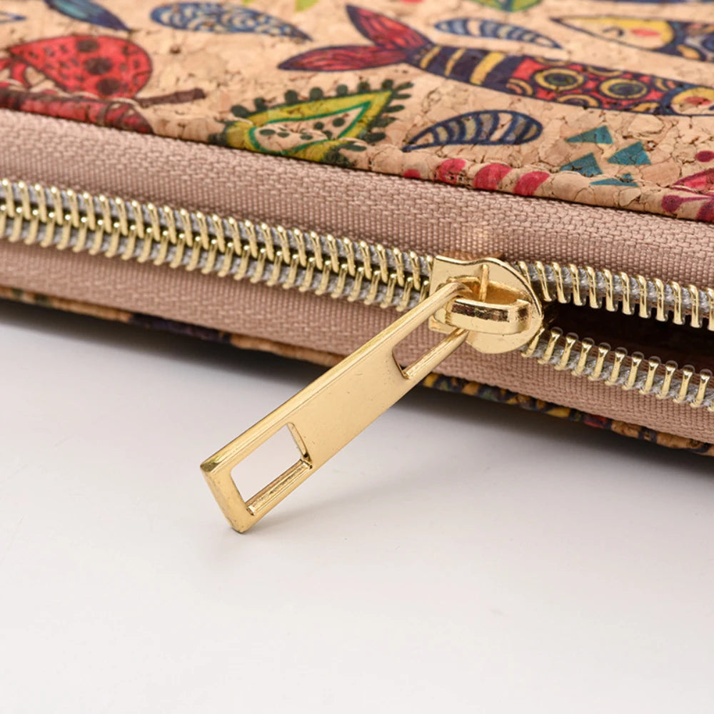 Portefeuille long en liège PU imprimé grande capacité avec fermeture zippée unisexe — photo 6