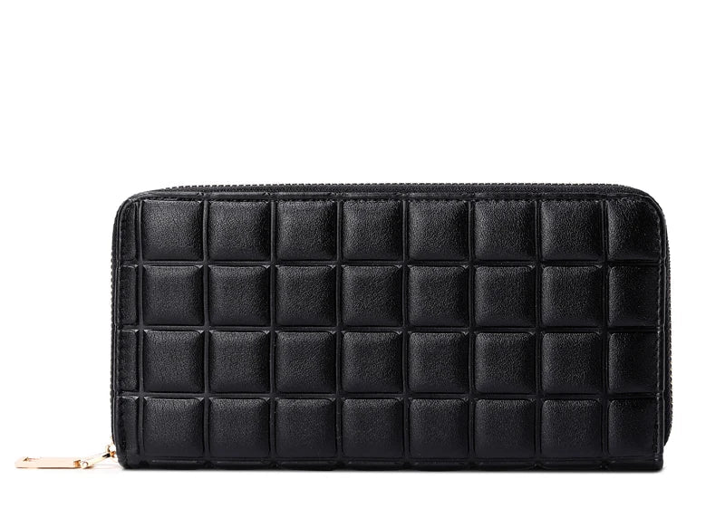 Portefeuille long matelassé pour femme avec fermeture éclair et multi-compartiments cartes — photo 10