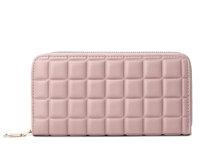 Portefeuille long matelassé pour femme avec fermeture éclair et multi-compartiments cartes — photo 11