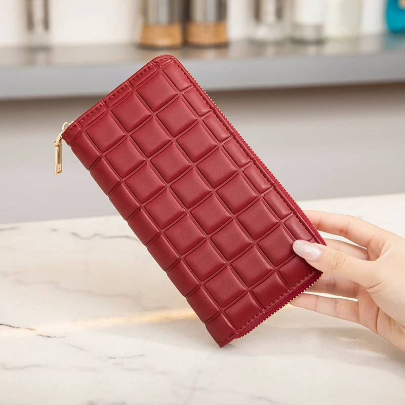 Portefeuille long matelassé pour femme avec fermeture éclair et multi-compartiments cartes — photo 5
