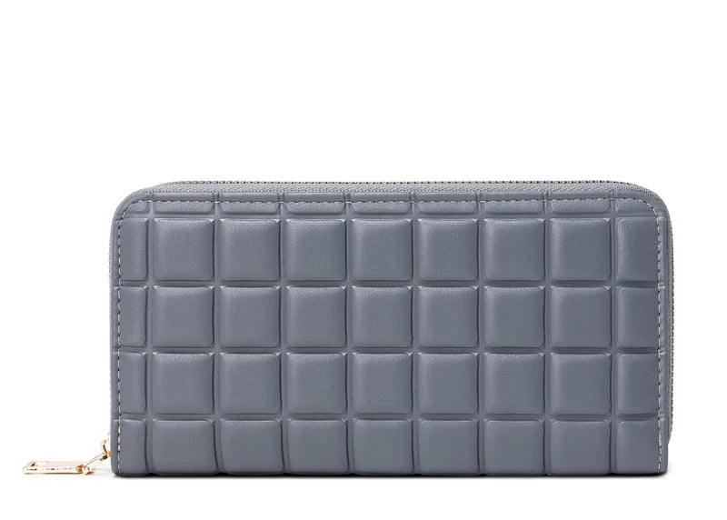 Portefeuille long matelassé pour femme avec fermeture éclair et multi-compartiments cartes — photo 6