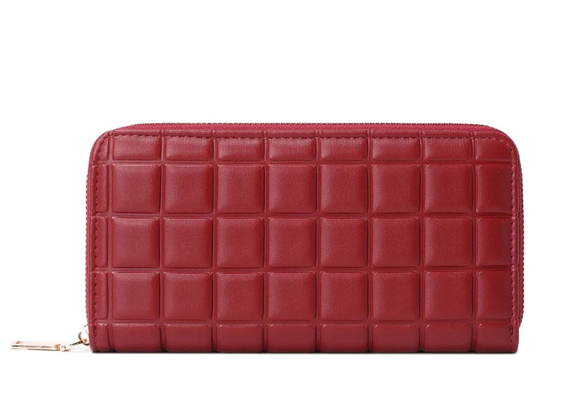 Portefeuille long matelassé pour femme avec fermeture éclair et multi-compartiments cartes — photo 7