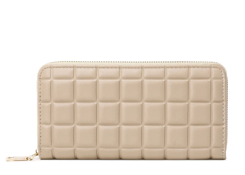 Portefeuille long matelassé pour femme avec fermeture éclair et multi-compartiments cartes — photo 8