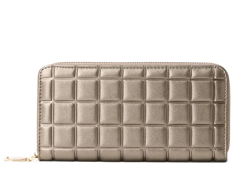 Portefeuille long matelassé pour femme avec fermeture éclair et multi-compartiments cartes — photo 9