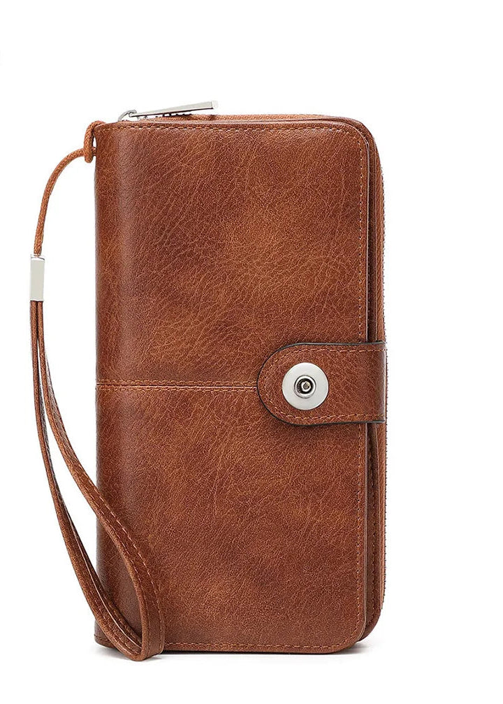 Portefeuille long rétro en cuir PU pour femme avec protection RFID intégrée — photo 5